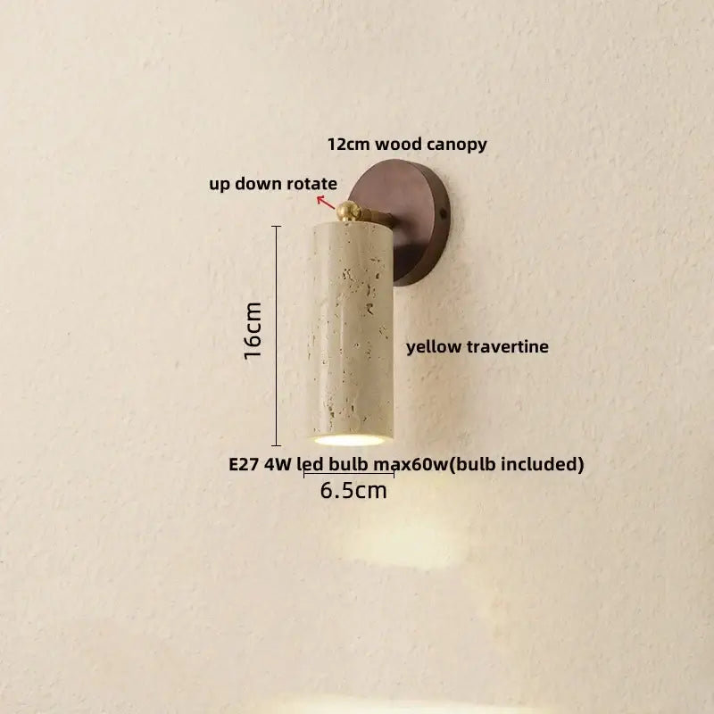 Rustic concrete and dark wood led wall sconce bedroom light