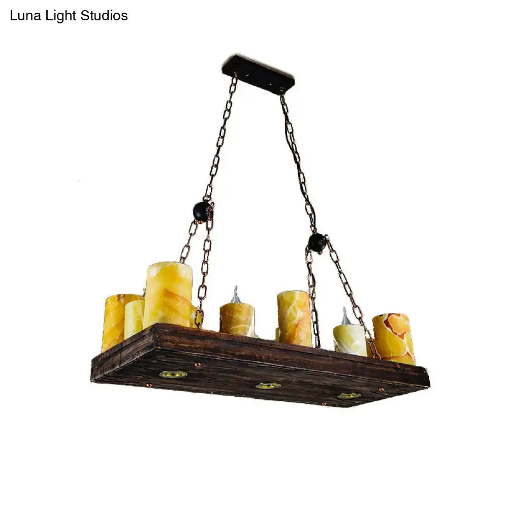 Rustic dark wood and amber candle light fixture dining room 220v-240v
