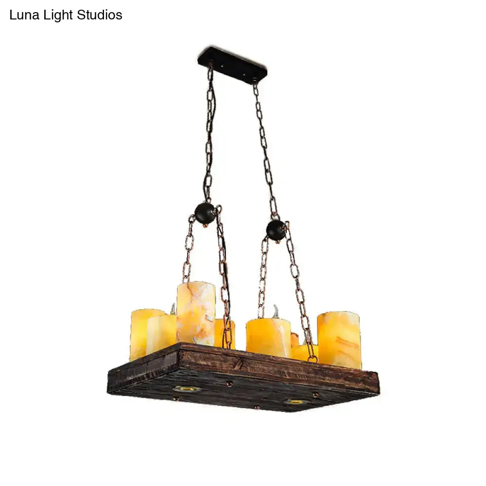 Rustic dark wood and amber candle light fixture dining room 220v-240v