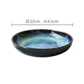 Rustic deep blue speckled ceramic salad bowl dining room dish