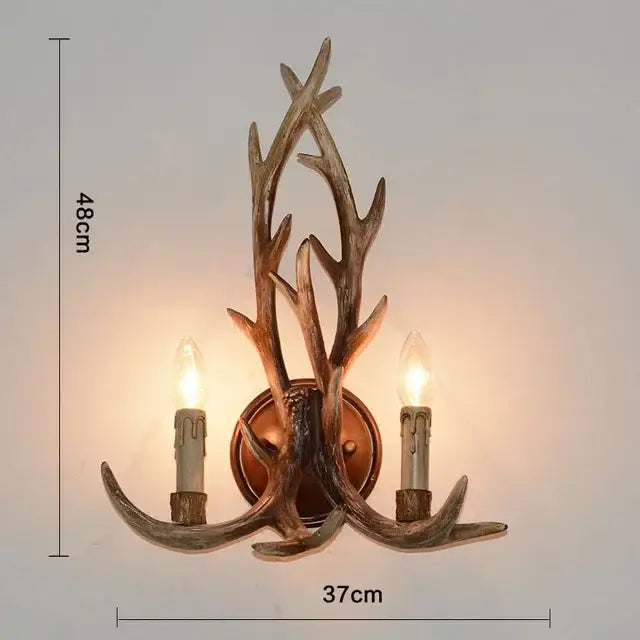 Rustic golden brown antler pendant chandelier dining room light