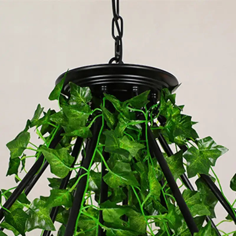 Rustic green leaf chandelier butterfly rope light for bar dining room