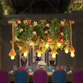 Rustic hemp rope island ceiling light with flowers for dining room