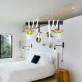 Rustic led island black metal bird and flower light dining room