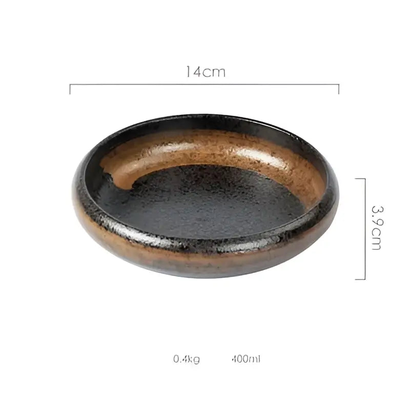 Rustic speckled white & black ceramic kimchi plate dining room dish