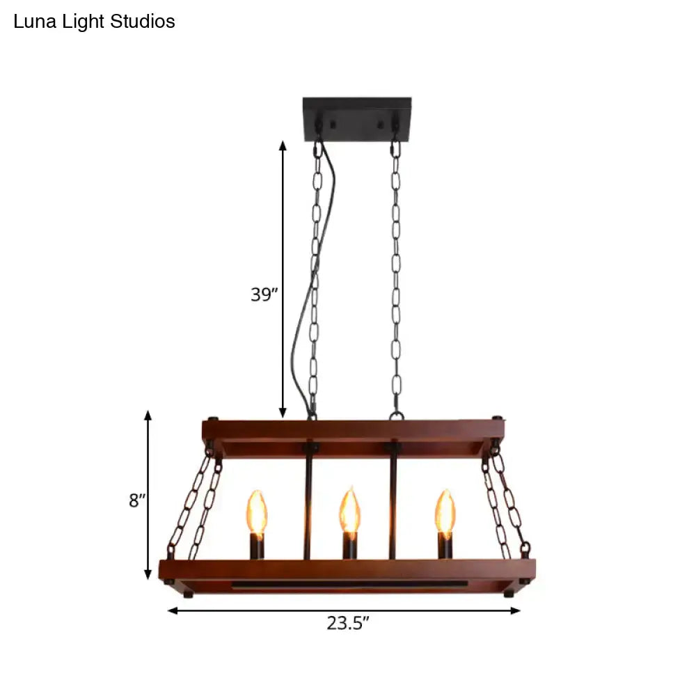 Rustic vintage brown wood chandelier dining room island light