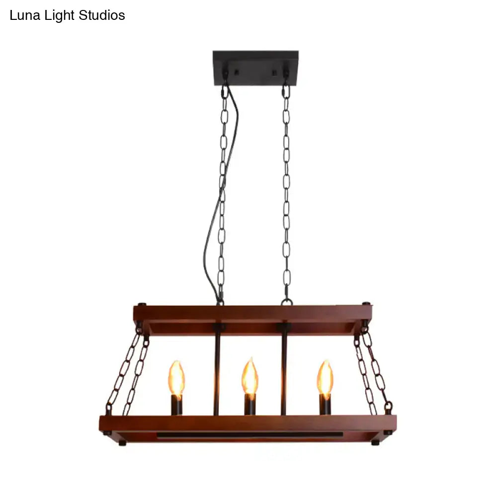 Rustic vintage brown wood chandelier dining room island light