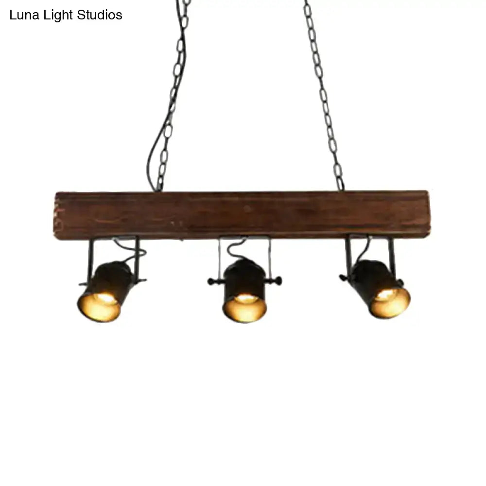 Rustic vintage linear wooden beam pendant light kitchen spotlight