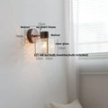Rustic walnut and brass led wall lamp bedroom textured glass shade