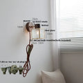 Rustic walnut and brass led wall lamp dining room sconce