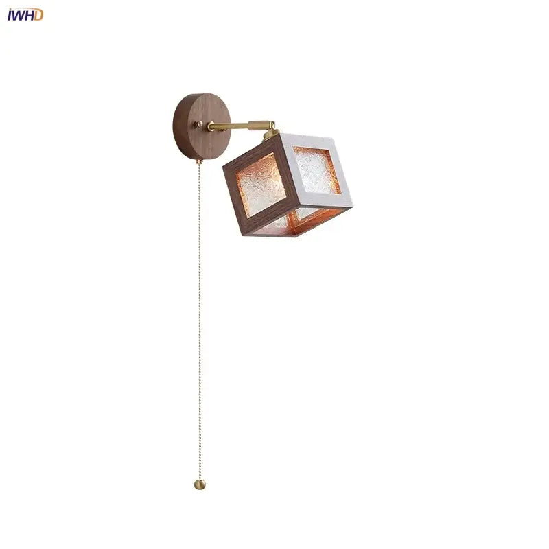 Rustic walnut and brass led wall lamp dining room sconce