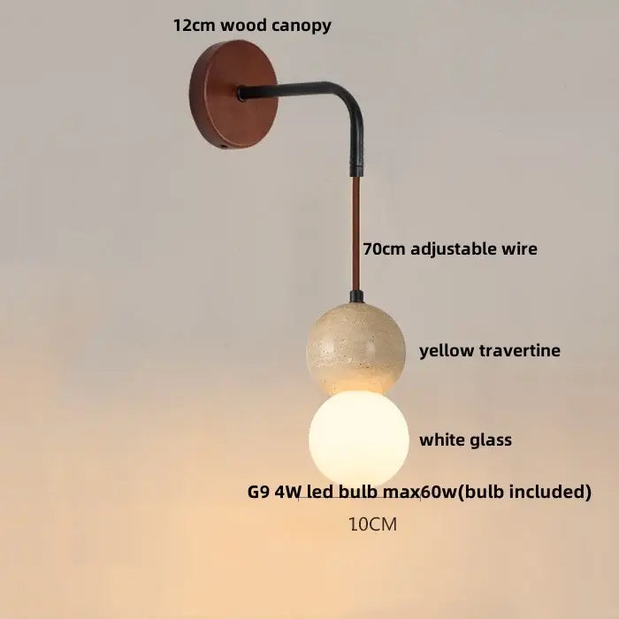 Rustic white concrete and wood wall light fixture bedroom sconce