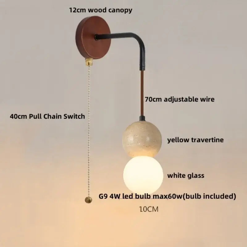 Rustic white concrete and wood wall light fixture bedroom sconce