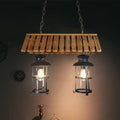 Rustic wood and black antique cylinder island lamp kitchen light