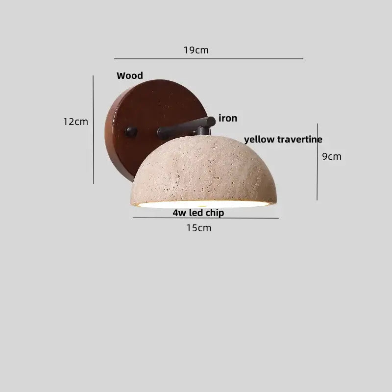 Rustic wood and concrete canopy led wall light bedroom sconce