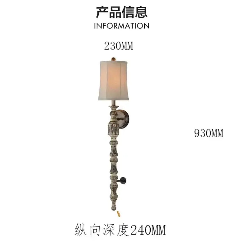 Rustic wood and cream fabric led wood wall light living room