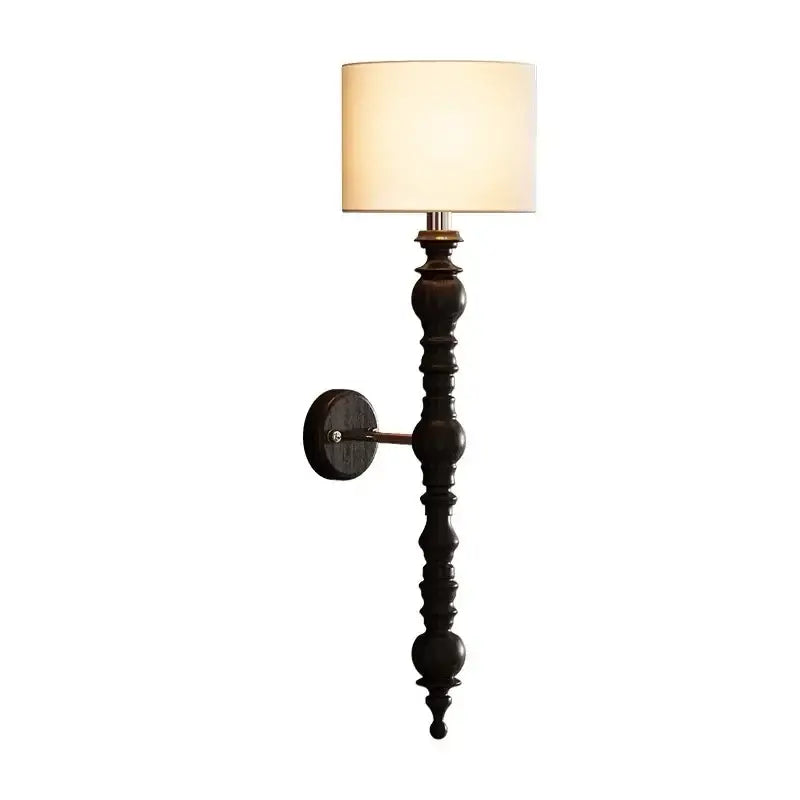 Rustic wood and cream fabric led wood wall light living room