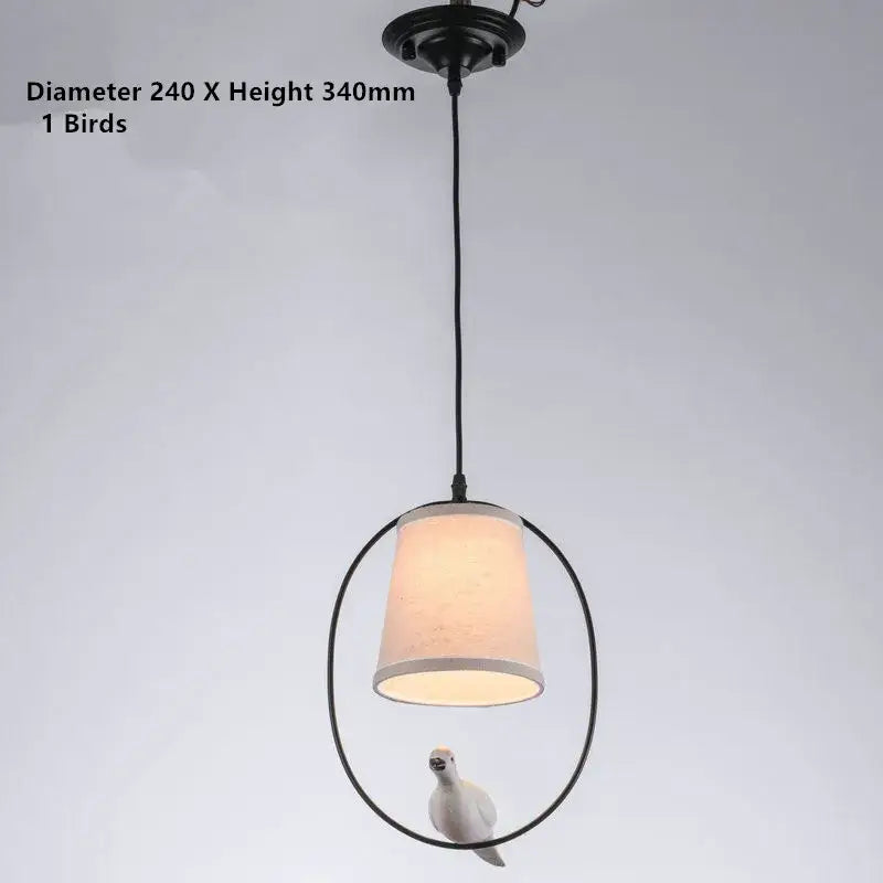 Rustic wood and iron decorbites bird lamp dining room chandelier