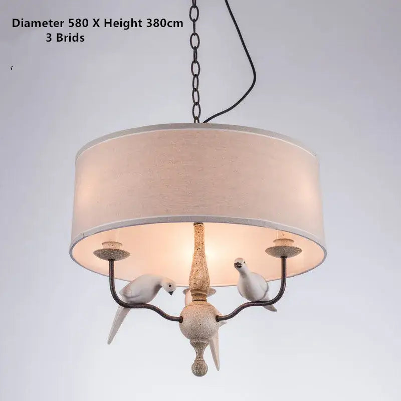 Rustic wood and iron decorbites bird lamp dining room chandelier