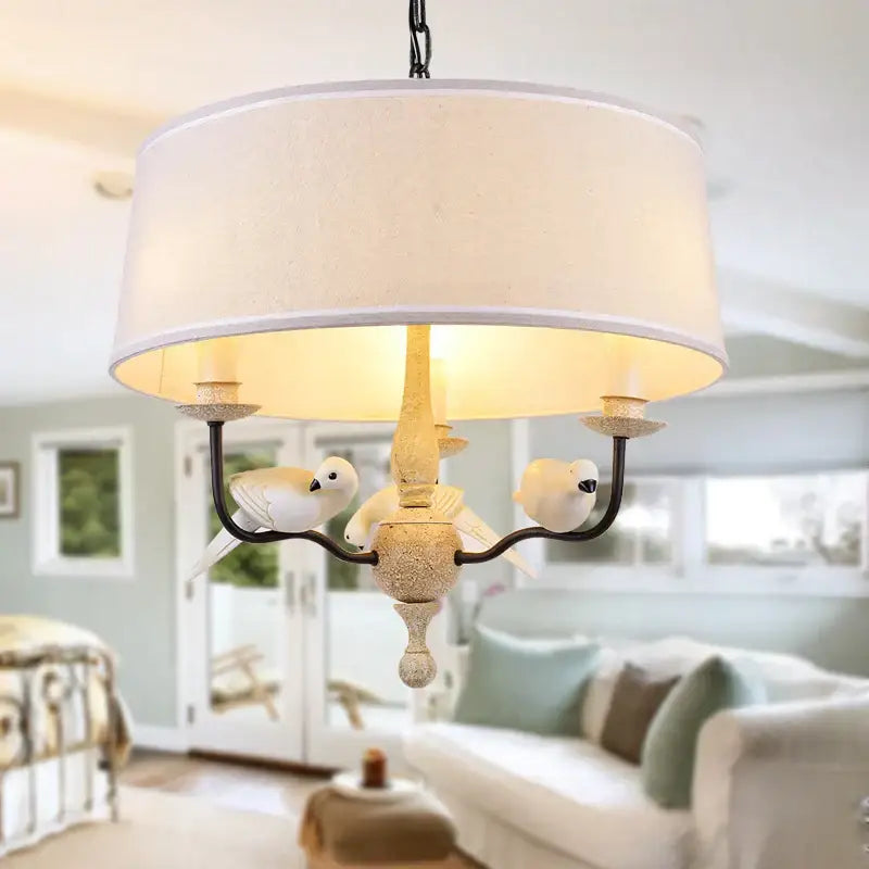 Rustic wood and iron decorbites bird lamp dining room chandelier