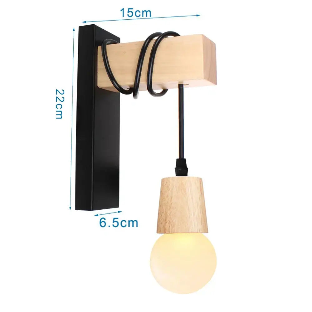 Rustic wood and iron wall sconce bedroom cage guard light