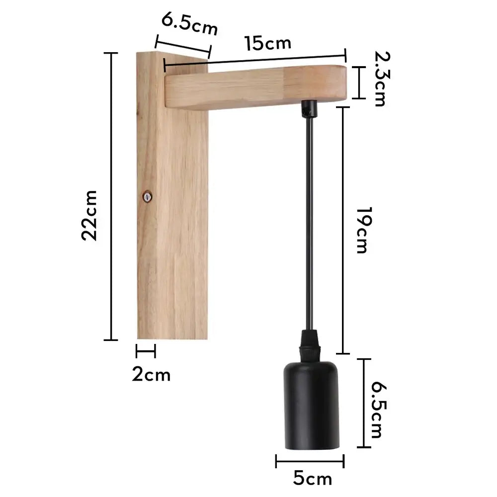Rustic wood and iron wall sconce bedroom cage guard light