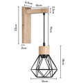 Rustic wood and iron wall sconce bedroom cage guard light