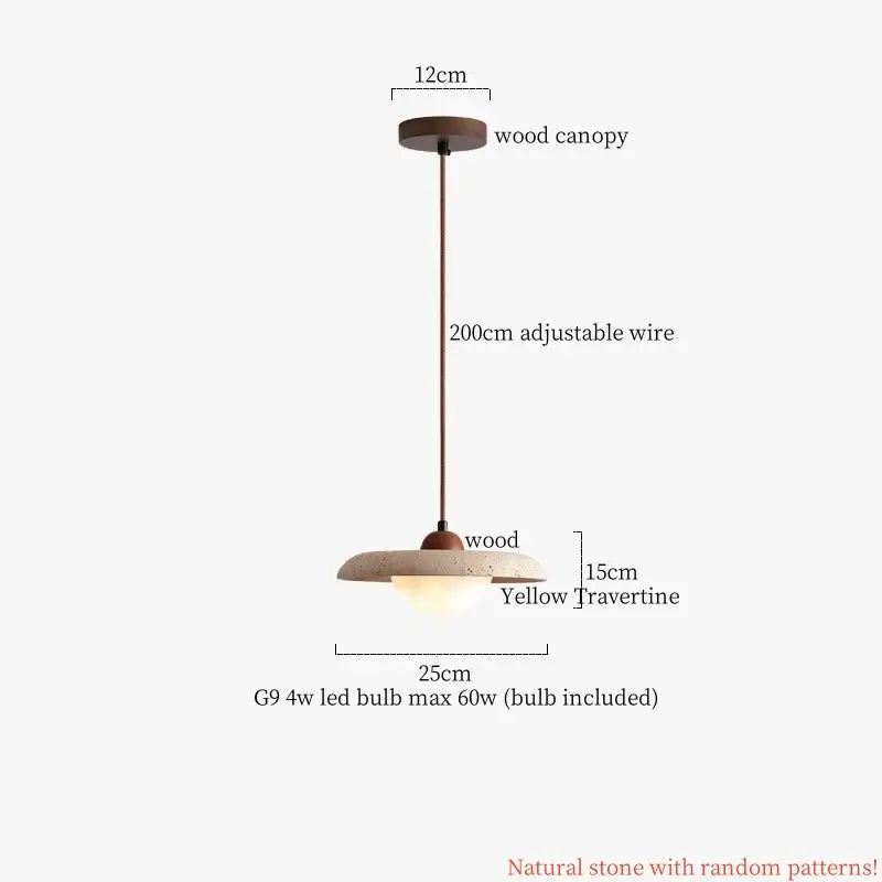 Rustic wood and travertine pendant lamp dining room columnar stone led