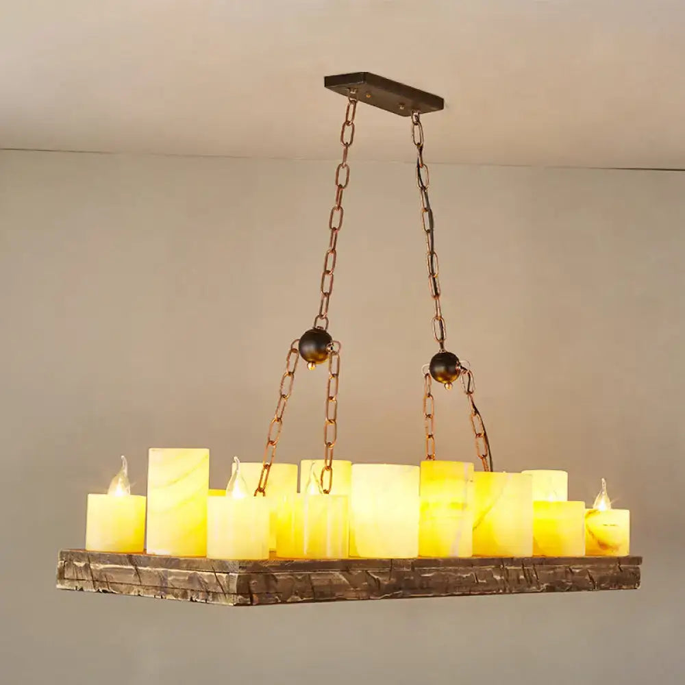 Rustic wood candelabra pendant light for dining room