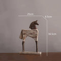 Rustic wood grain horse sculpture living room animal figurine
