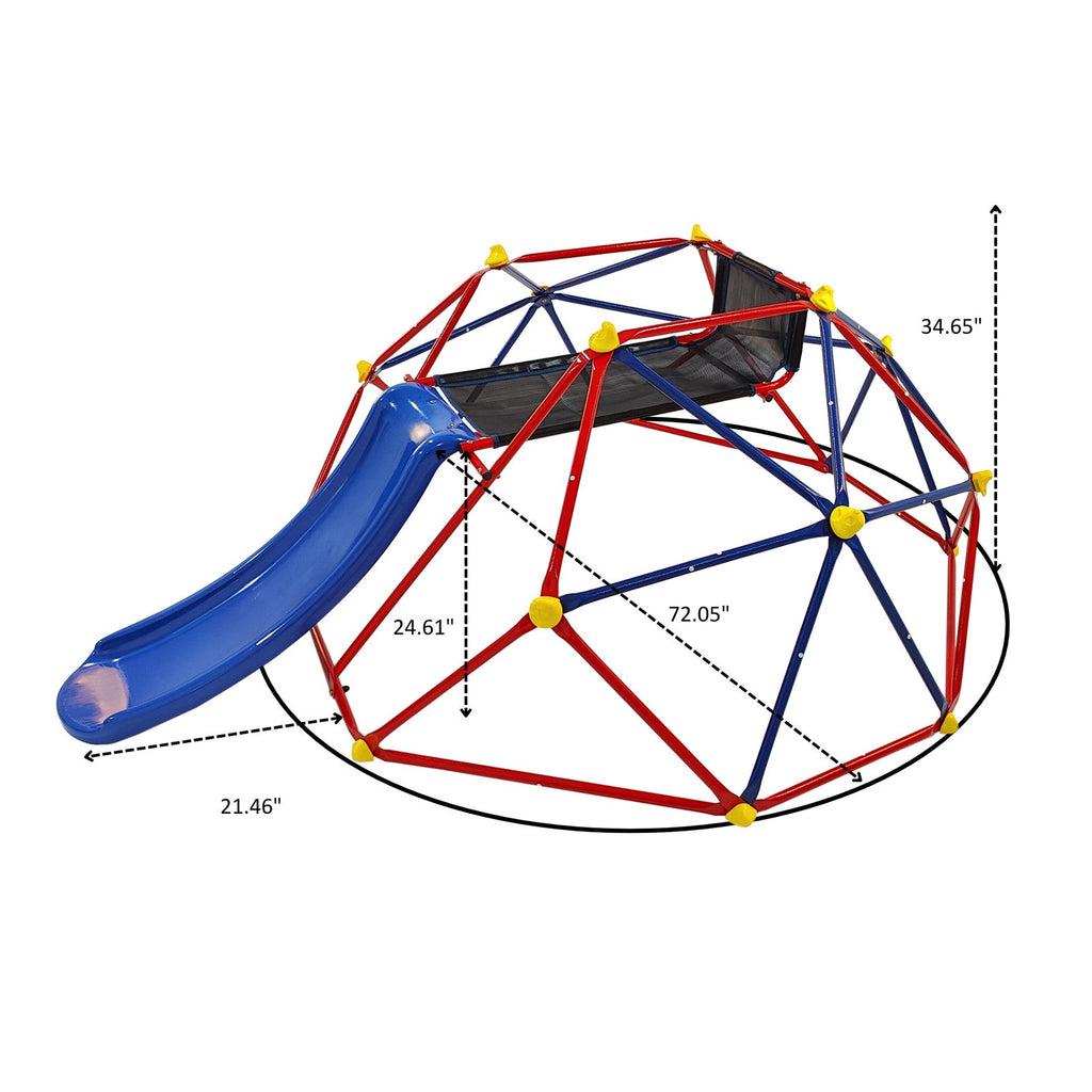 6ft Dome Climber with 1.2m Slide and Blue Climbing Stones for Ages 3+