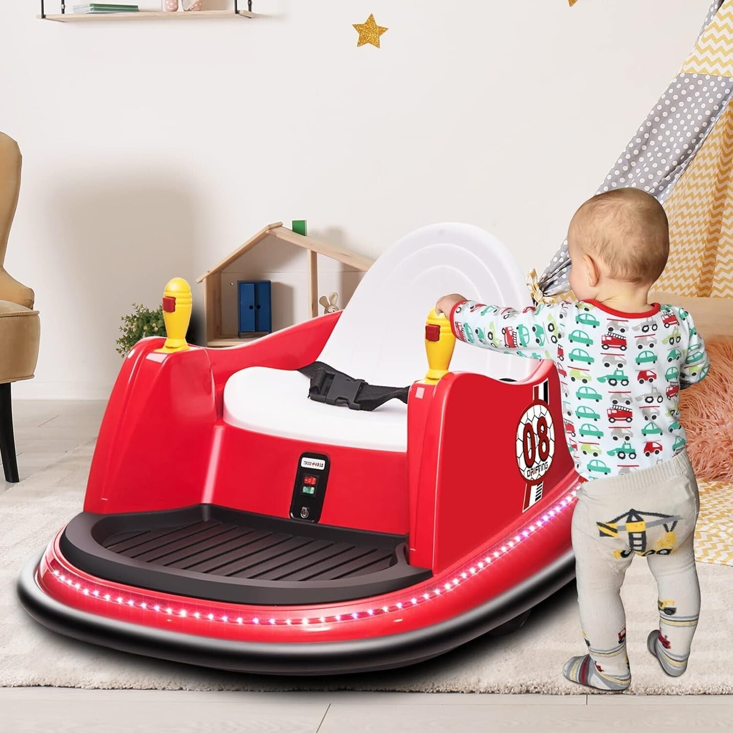 6V Electric Kids Ride-On Bumper Car with 360° Spin and Remote Control - Red Toddler Toy