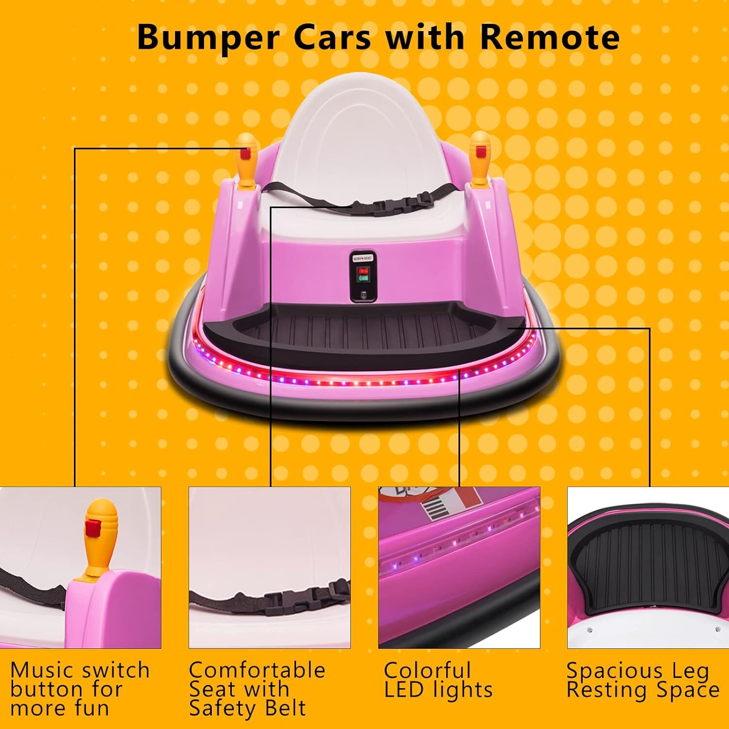 6V Electric Ride-On Bumper Car with Remote Control for Kids and Toddlers