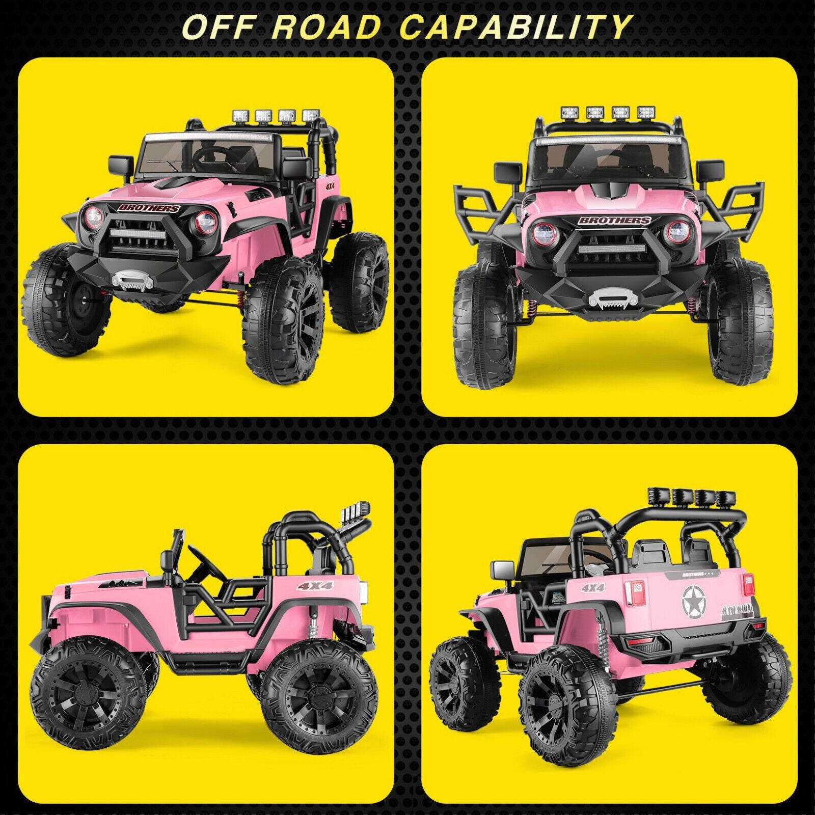 Electric 2-Seater Kids Jeep with 400W Motor, LED Lights, and 24V Battery