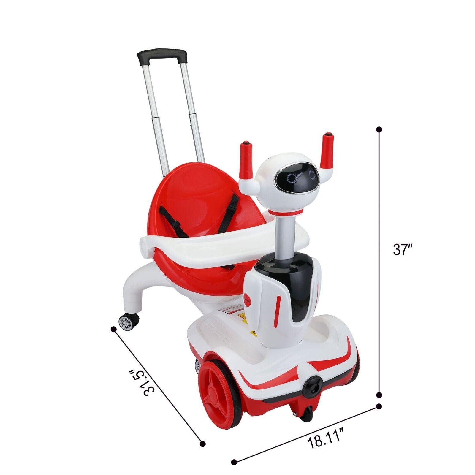 TOBBI 3-in-1 Electric Ride On Car for Toddlers - Remote Control Robot Buggy Toy Gift for Kids