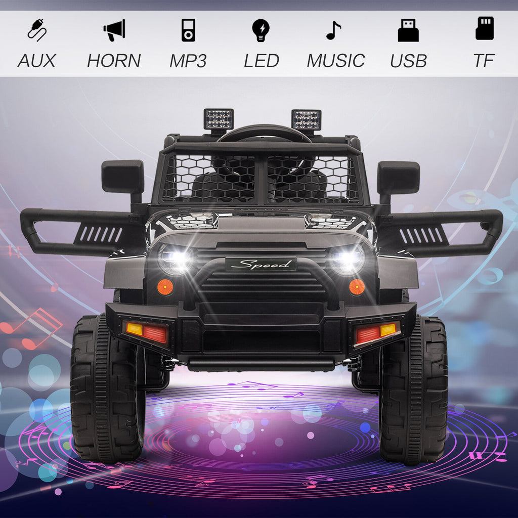 12V Kids Ride-On Truck with Remote Control, Power Wheels, and LED Lights