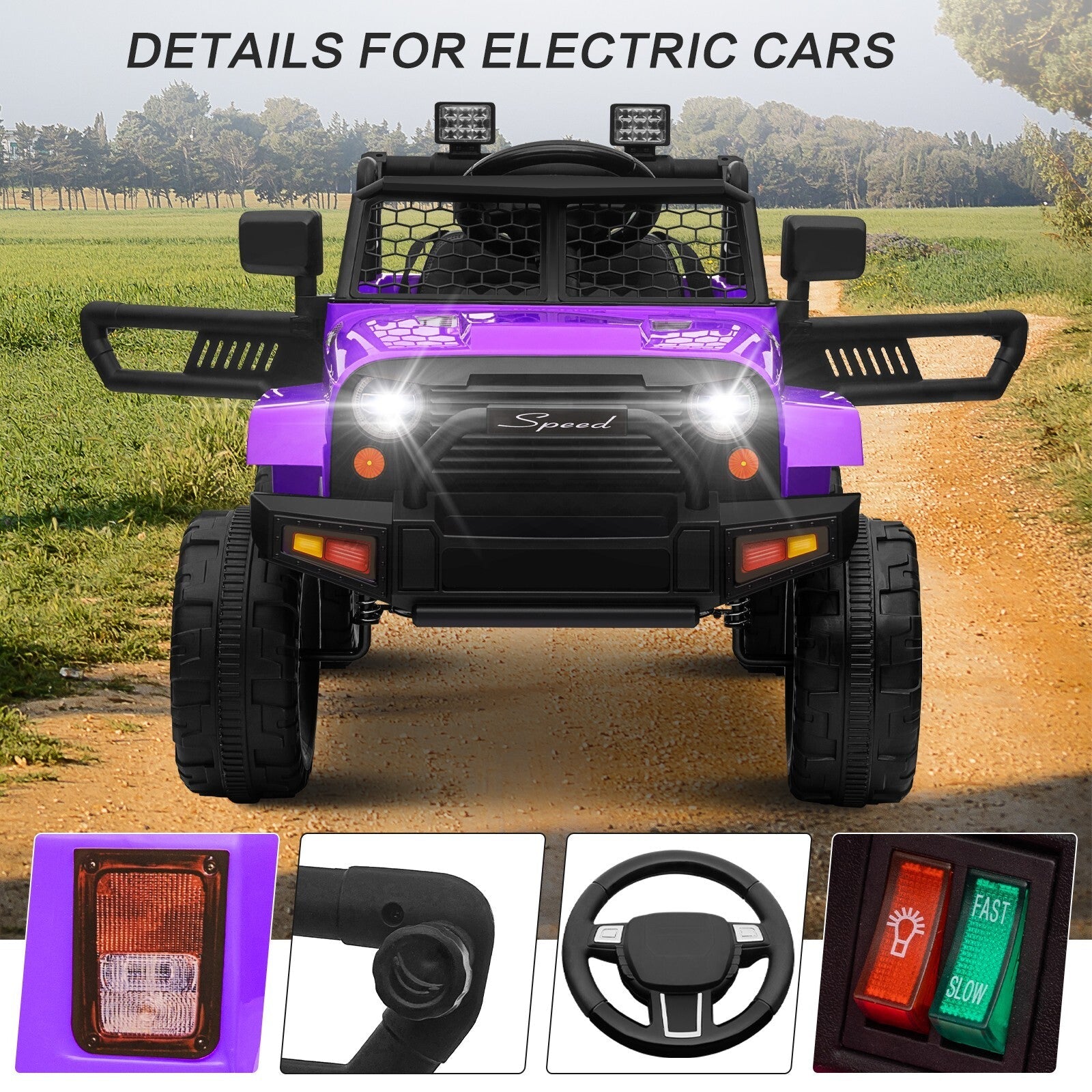 12V Kids Ride-On Power Wheels Remote Control Truck Vehicle Purple