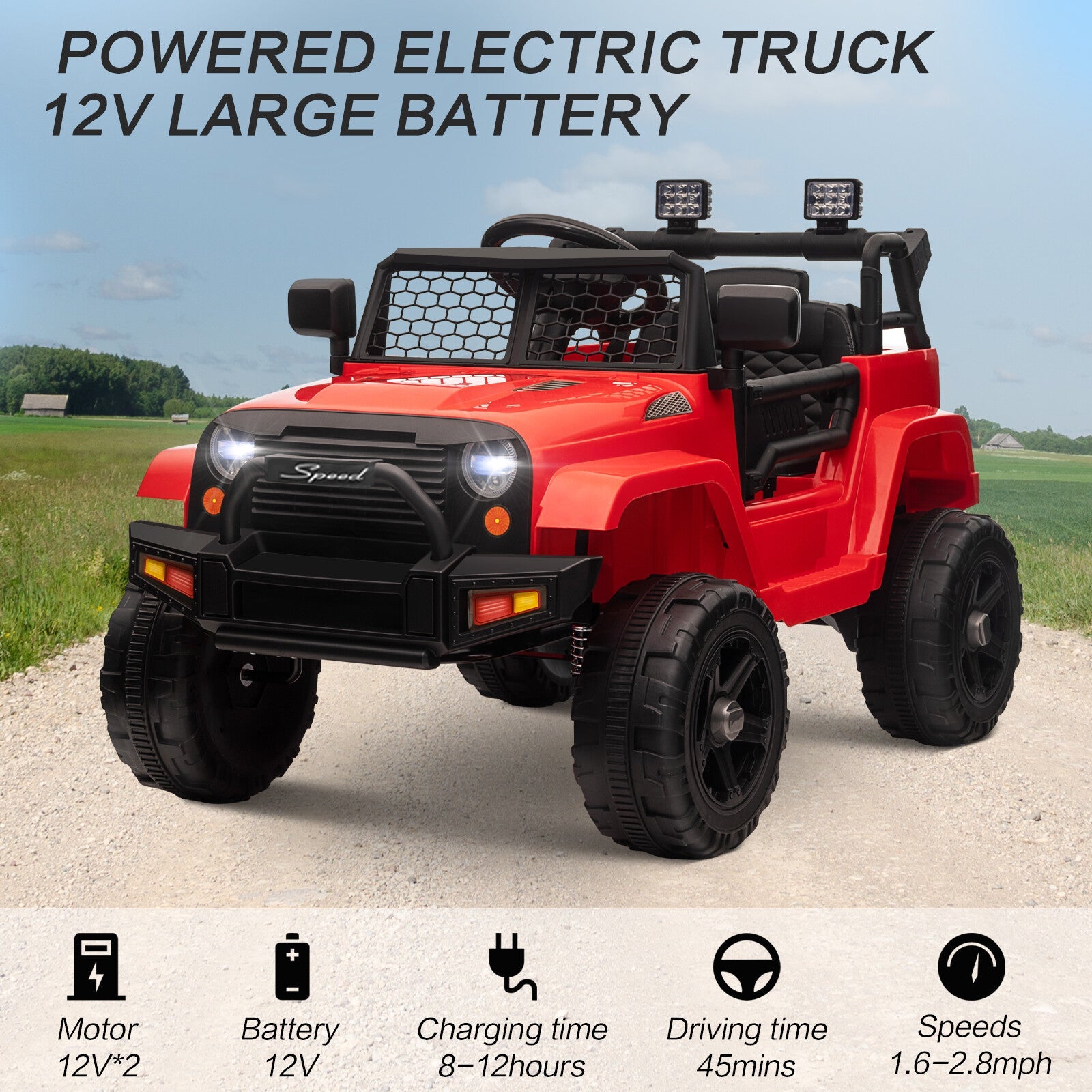 12V Battery-Powered Kids Ride-On Off-Road Truck Toy with Parent Remote Control