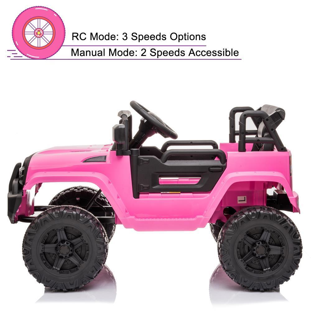 Electric 3-Speed Ride-On Car for Kids with Remote Control - Pink