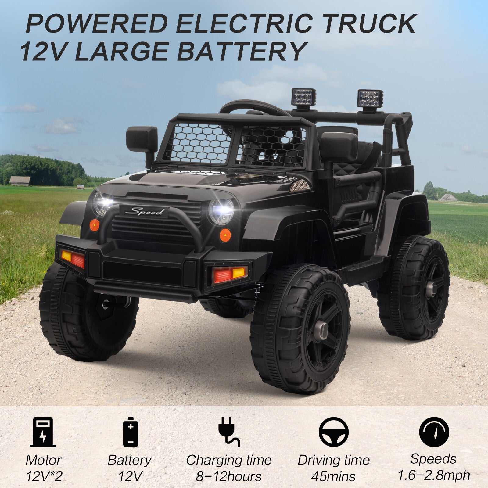 12V Battery-Powered Kids Ride-On Off-Road Truck Toy with Parent Remote Control