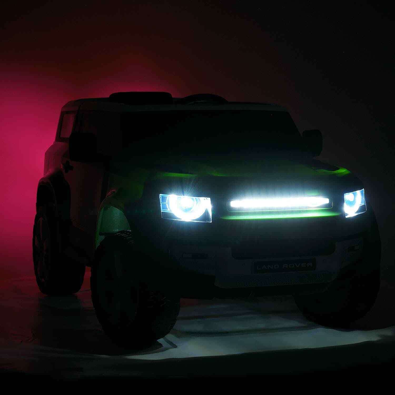 Licensed Land Rover Defender Kids Ride-On Car with LED Lights, MP3 Player, and Remote Control - 12V SUV for Girls