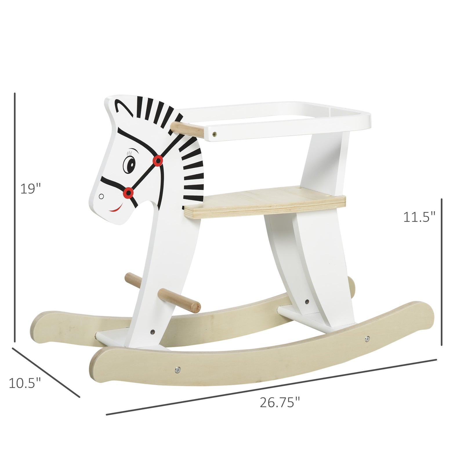 Classic Wooden Rocking Horse Ride-On Toy for Toddlers Ages 1-3 Years