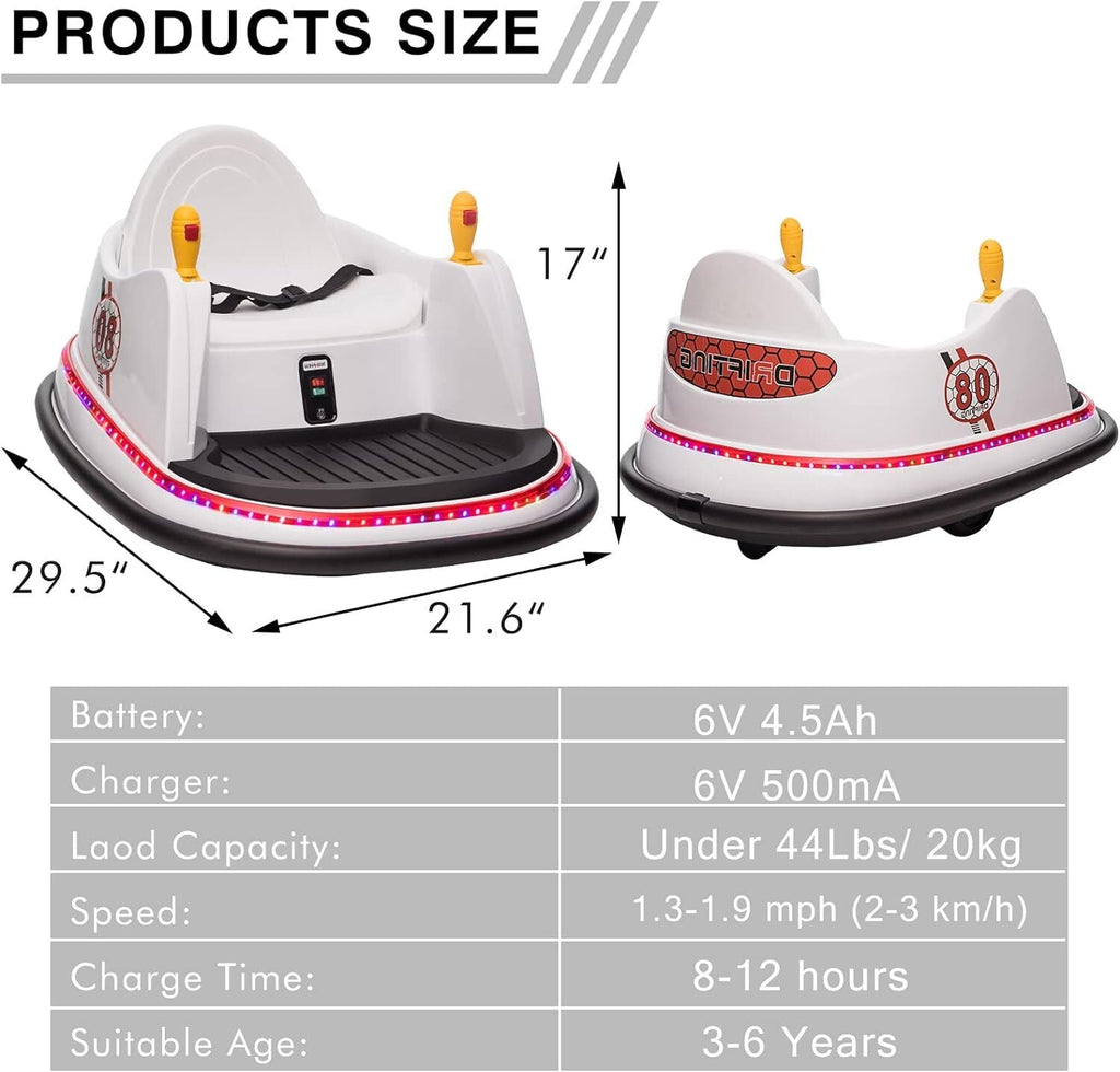 6V Electric Ride-On Bumper Car with Remote Control for Kids and Toddlers