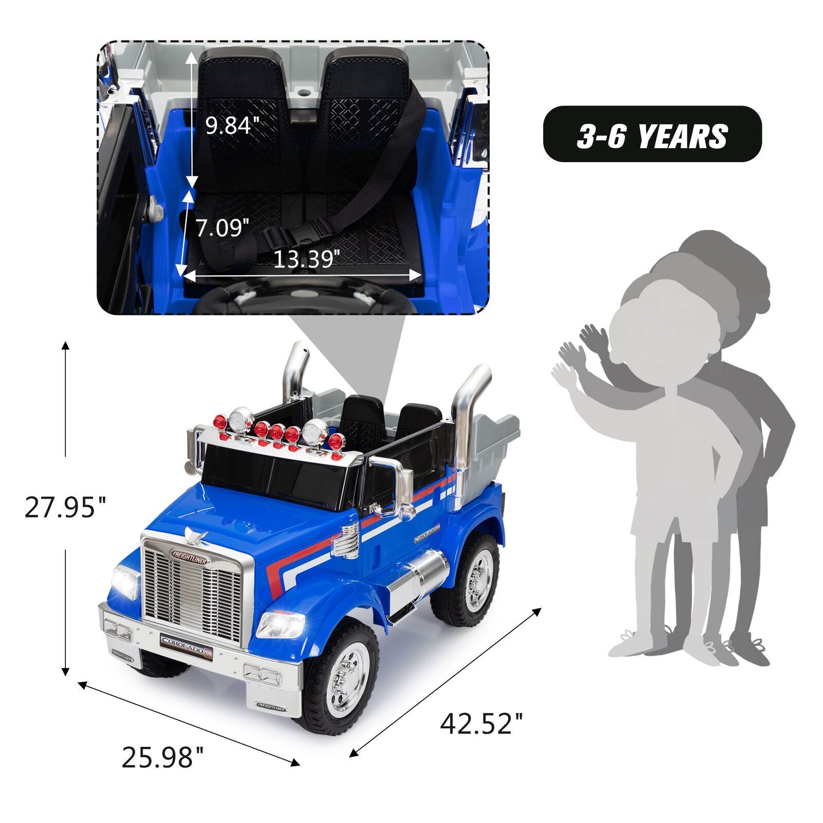 12V Kids Electric Ride On Toy Truck with Music and Remote Control