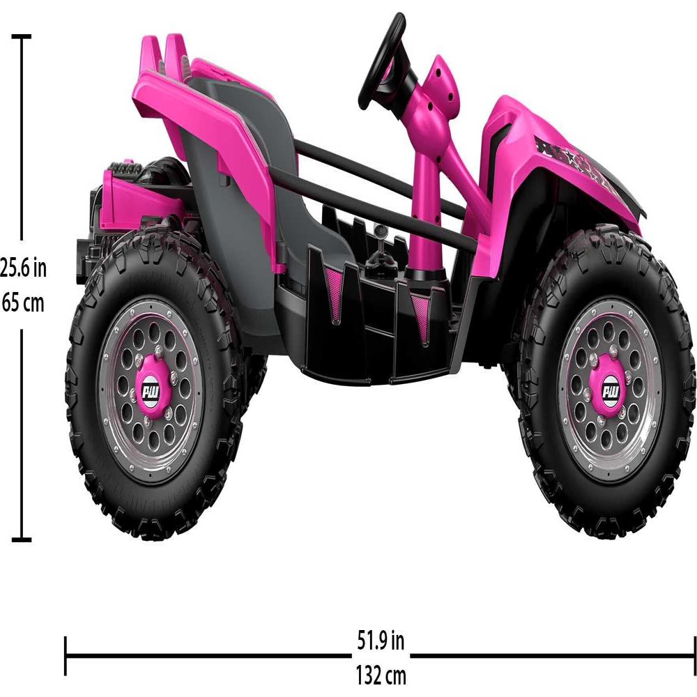 Pink 2-Seater Ride-On Sports Car with Extra Wide Wheels and 12V Battery for Speed up to 5 Miles per Hour