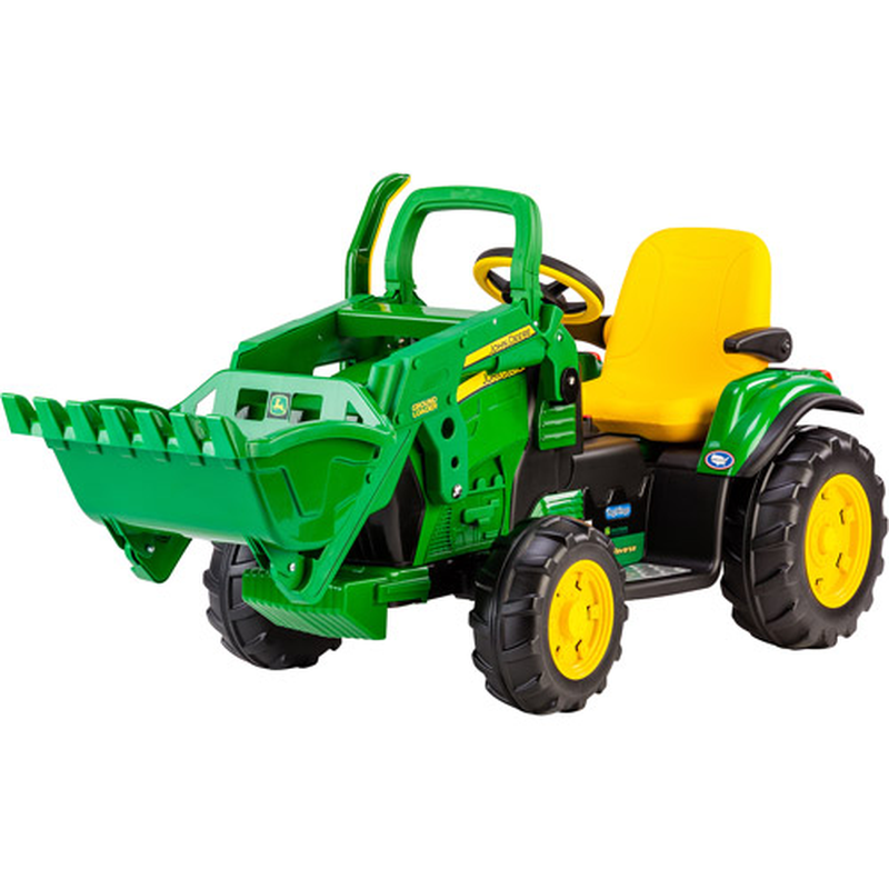 Adjustable Seat 12V Battery-Powered Ride-On Ground Loader with Flip-up Armrests