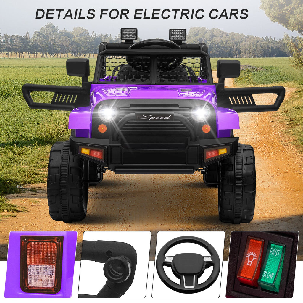 12V Kids Ride-On Truck with Remote Control, Power Wheels, and LED Lights
