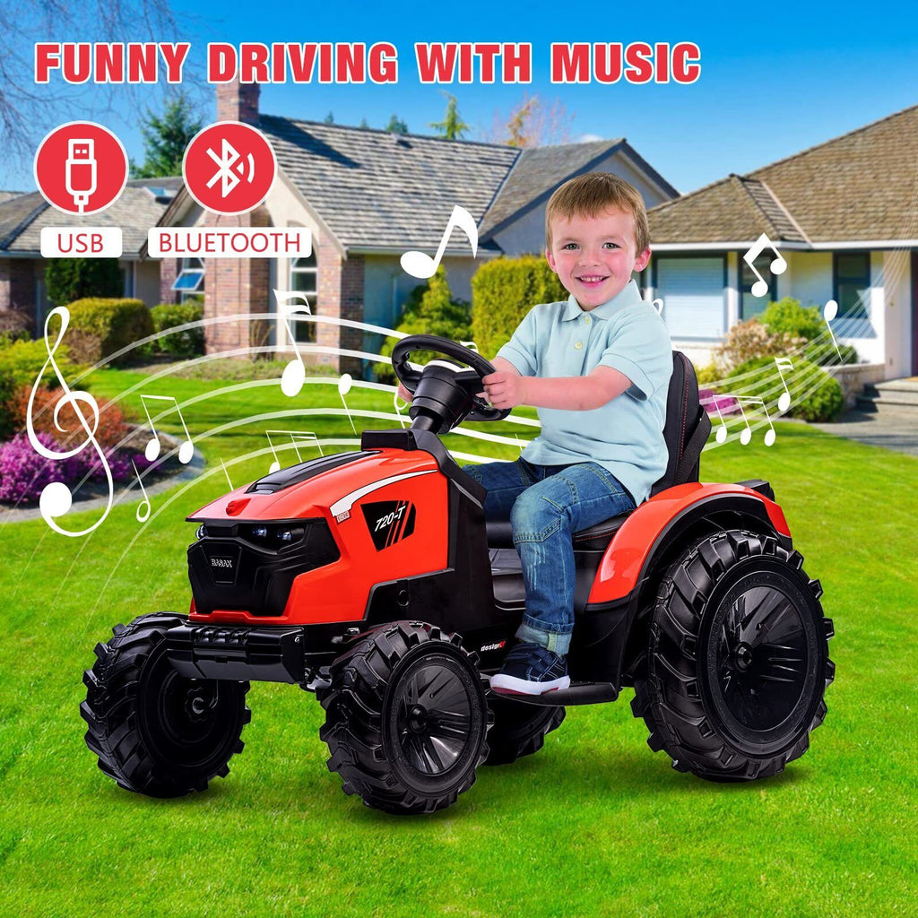 Electric Kids Ride on Tractor with Remote Control and LED Lights