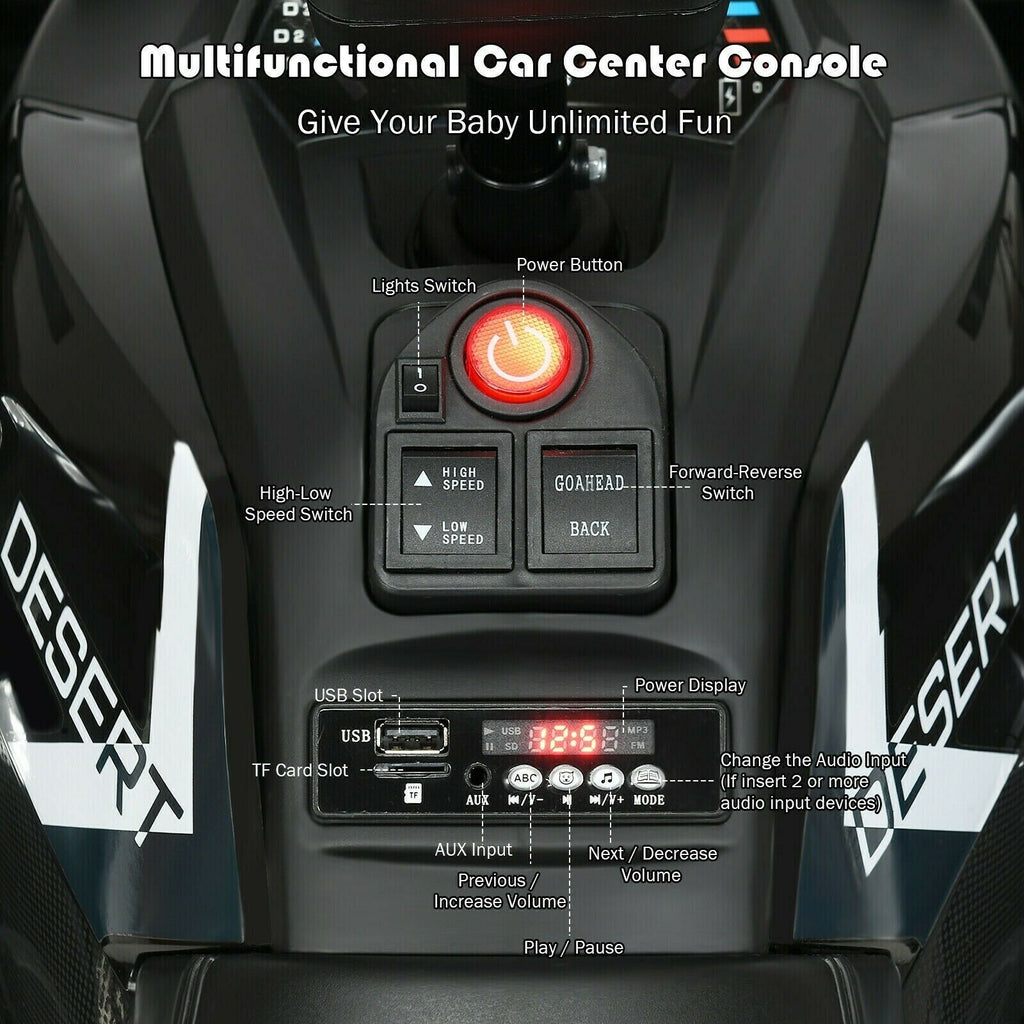 12 Volt Children's Electric Four-Wheeler ATV Quad with MP3 Player and LED Illumination