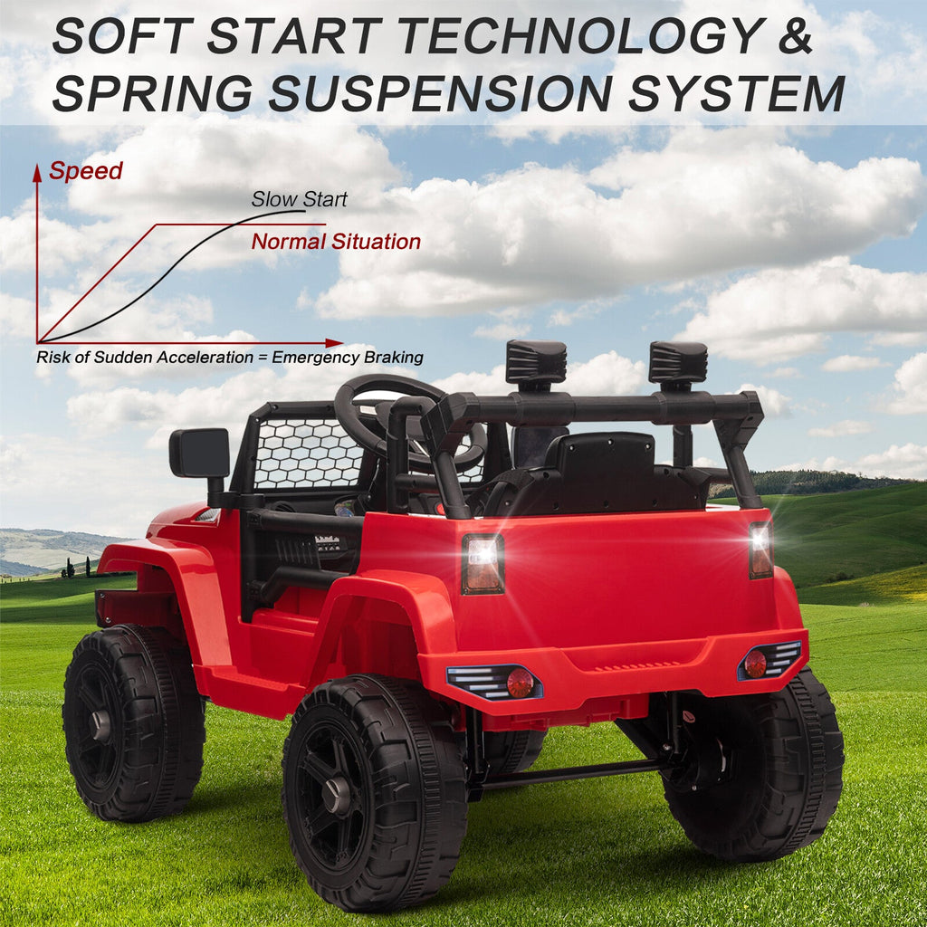12V Kids Ride-On Truck with Remote Control, Power Wheels, and LED Lights